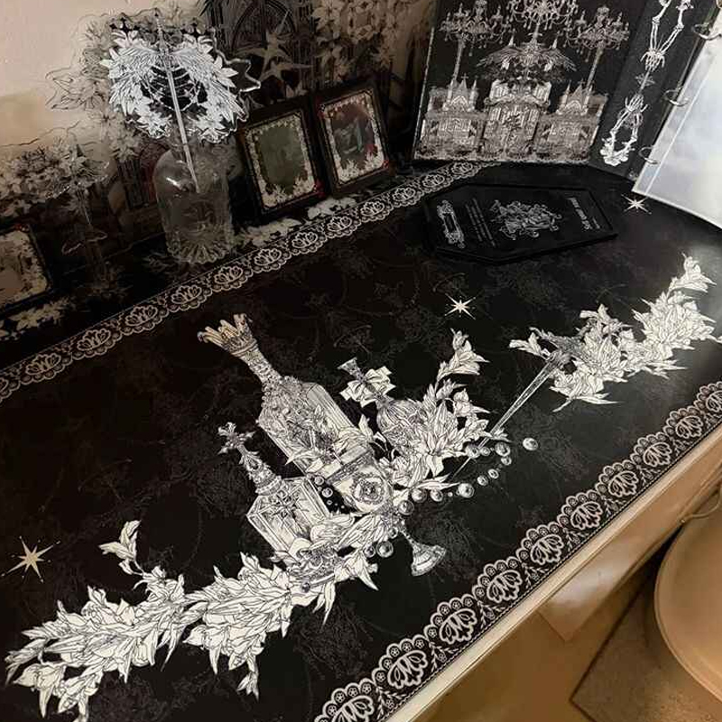 Gaming Keyboard And Mouse Pad - Divine Realm Gothic Building Mouse Pad
