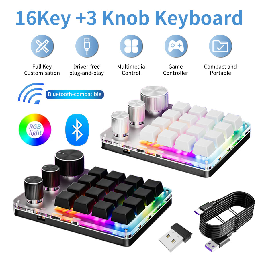 Gaming Keyboard Wireless - Wireless Bluetooth Programming Macro Custom 16Key