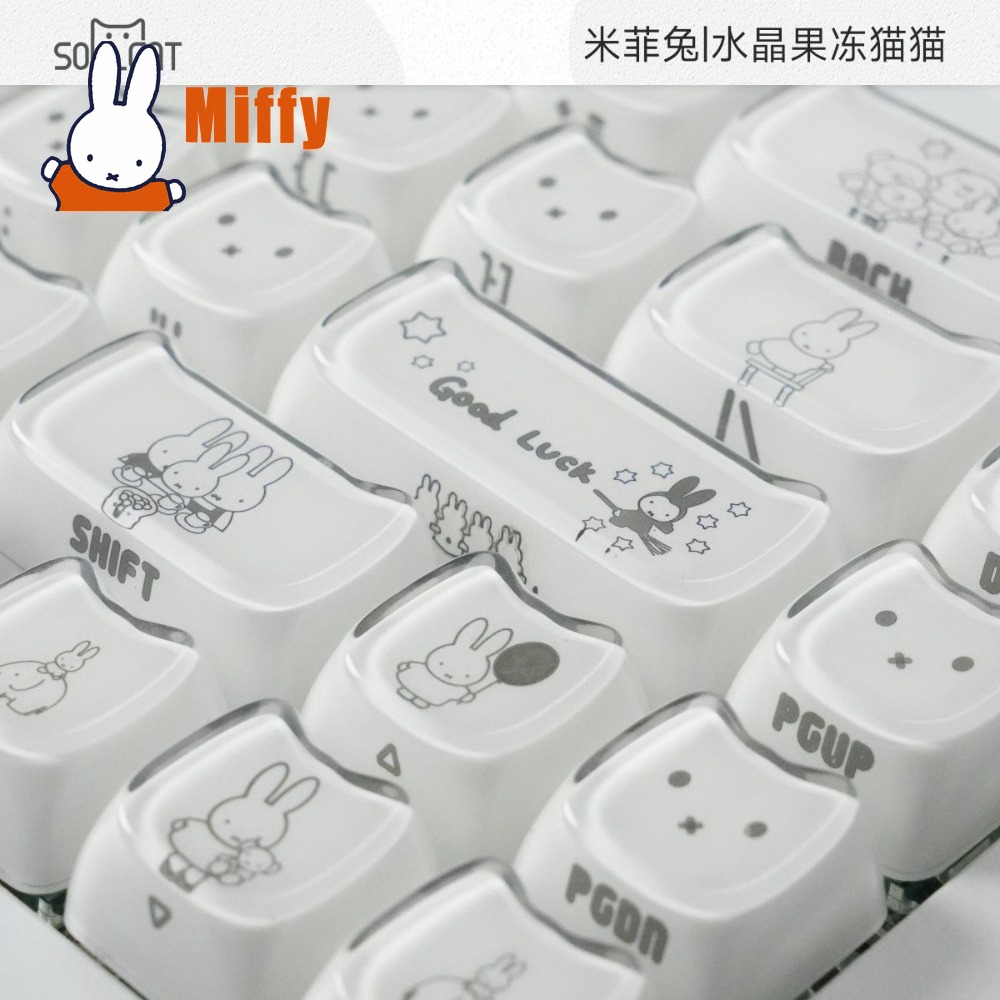 Gaming Keyboard He - Kawaii Miffy Keycaps Cute Rabbit Mechanical