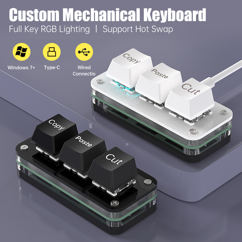 Gaming Keyboard Mini - 3 Keys Macro Programming Mini Keyboard