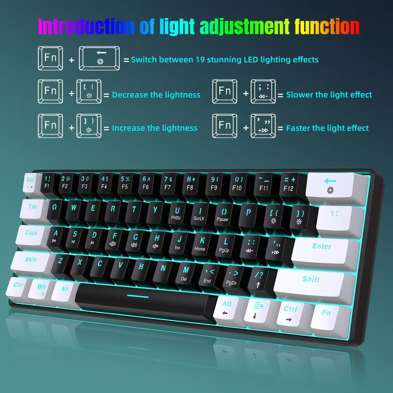 60% Mechanical Keyboard, Gamin - đánh giá và giá Keyboard Gaming Blue Switch