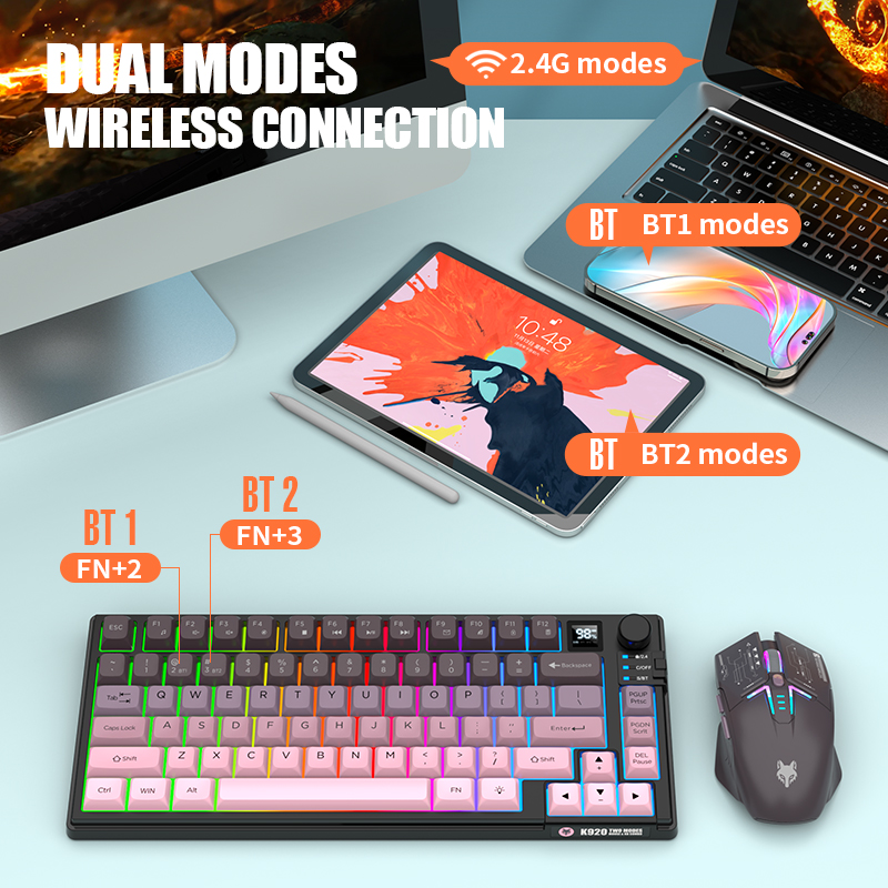 Dual-Mode 2.4G Bluetooth Wirel - đánh giá và giá Gaming Keyboard Mouse Combo