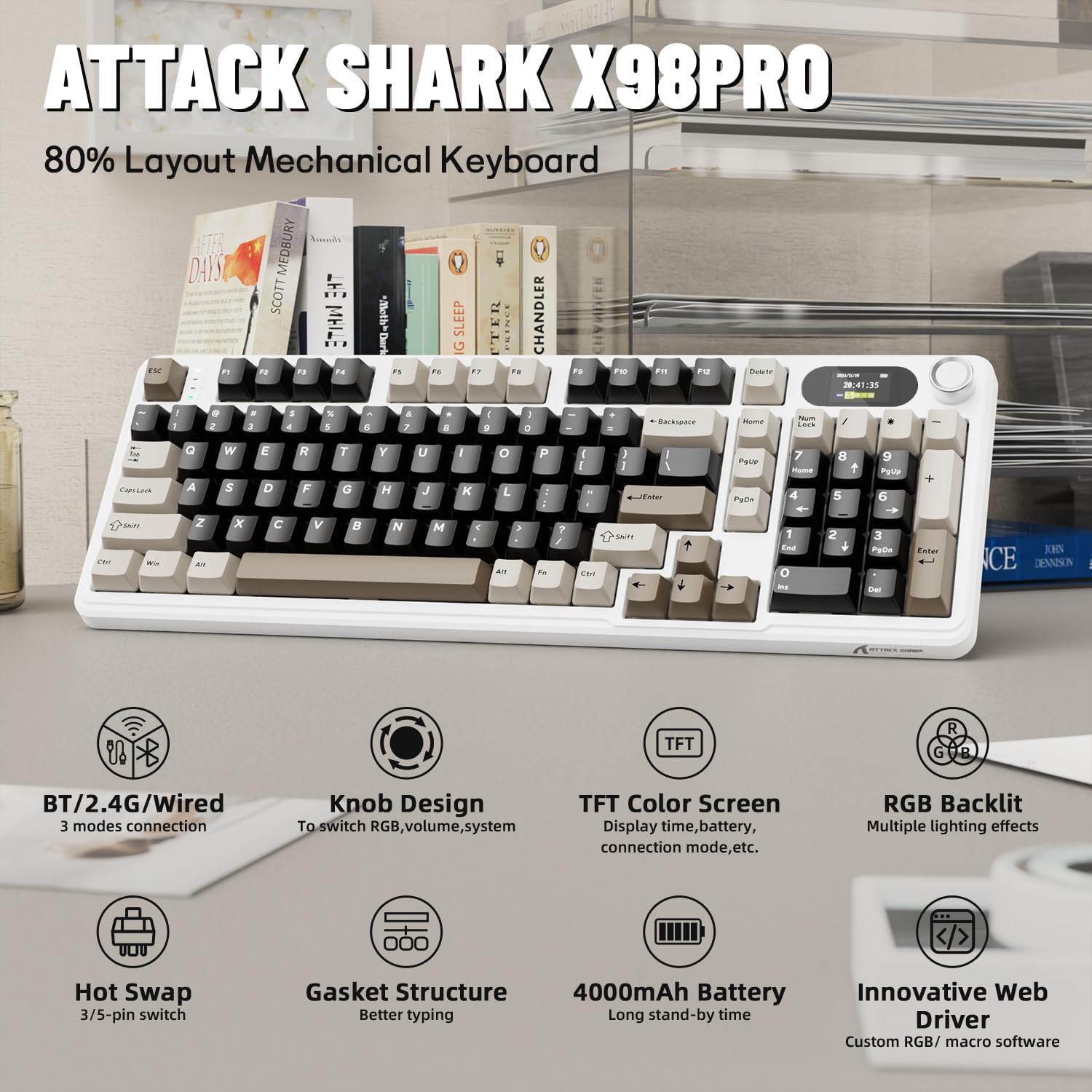 ATTACK SHARK X98Pro Wireless M - đánh giá và giá Gaming Keyboard Thocky