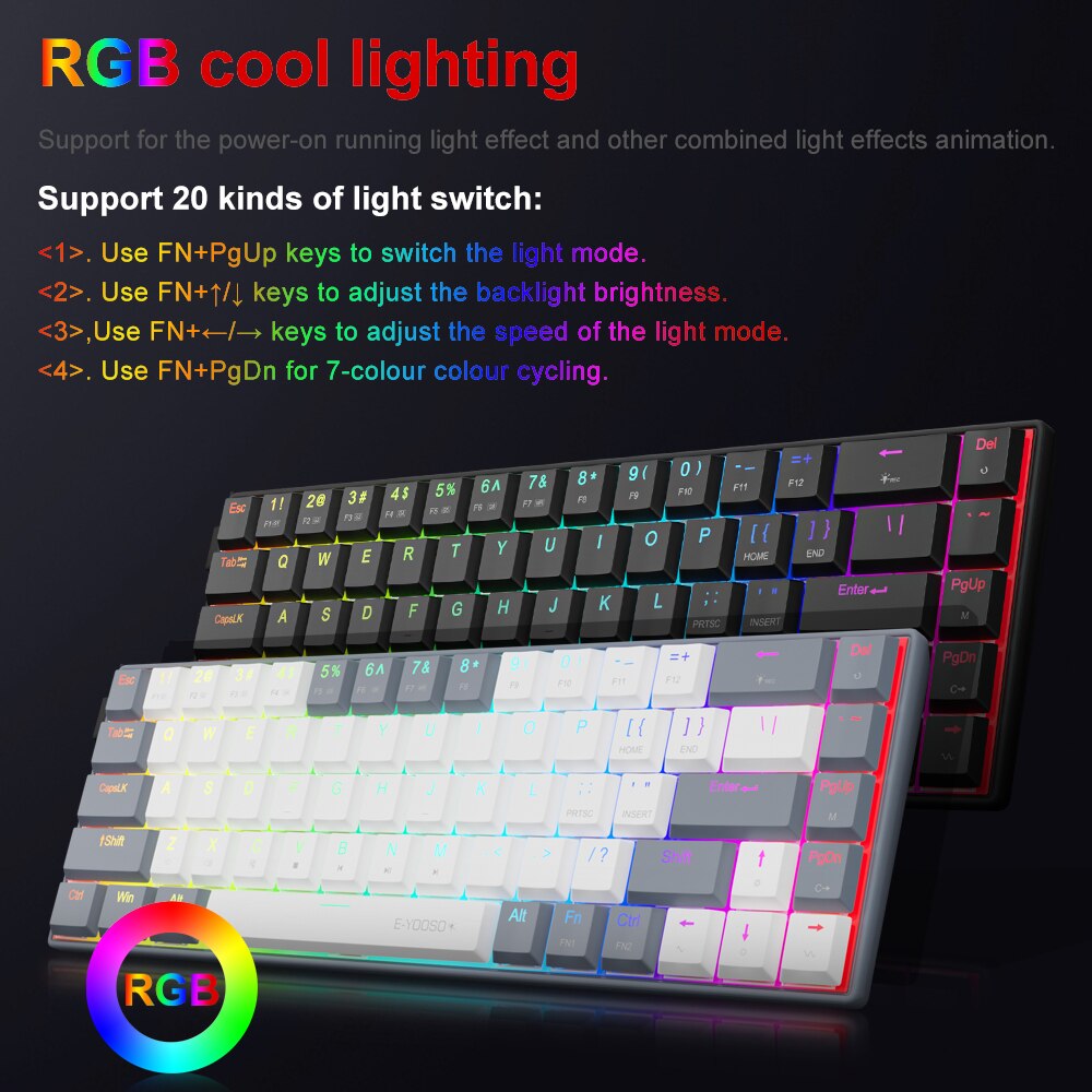 E-YOOSO A68 RGB Mini Slim USB  - đánh giá và giá Gaming Keyboard Budget