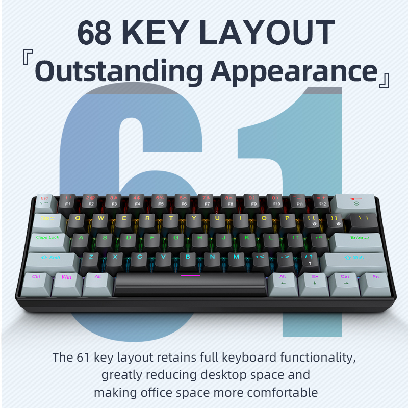 APAYADO K61 Mini Mechanical Ke - đánh giá và giá Keyboard Gaming Blue Switch