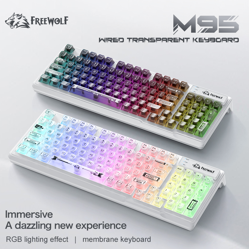 98% Compact Layout Wired RGB S - đánh giá và giá Keyboard Gaming Transparent