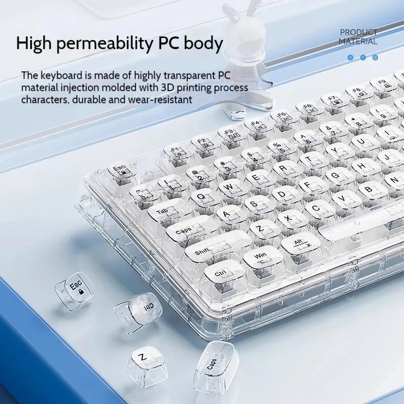 Transparent Ice Crystal Wirele - đánh giá và giá Gaming Keyboard Thocky