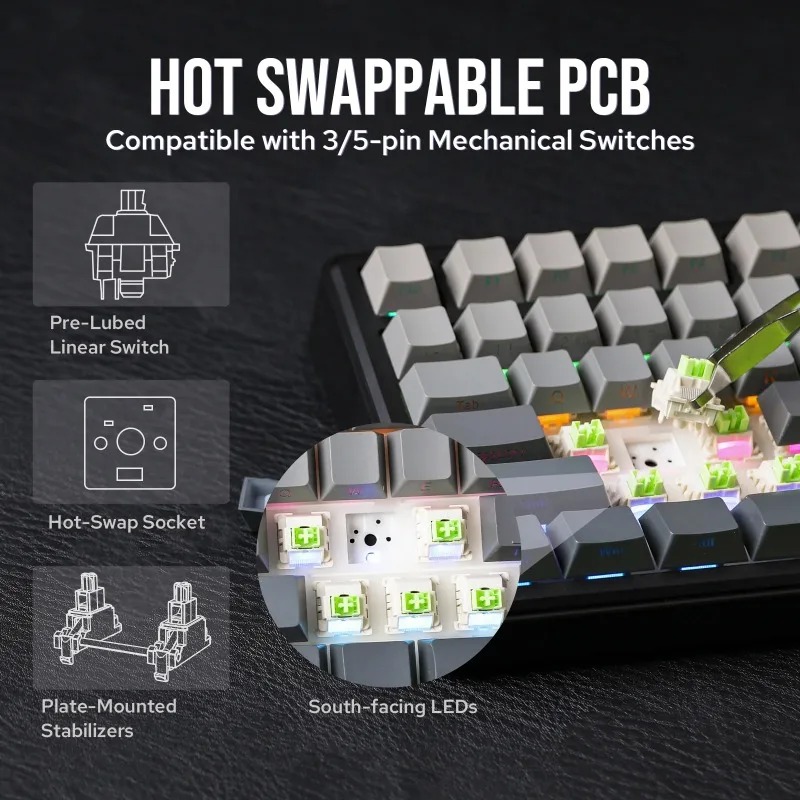 AULA F75 Max Mechanical Keyboa - đánh giá và giá Gaming Keyboard Wireless