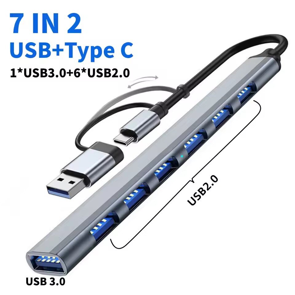 7 Ports USB 3.0 Type C HUB Exp - đánh giá và giá Gaming Keyboard Type C