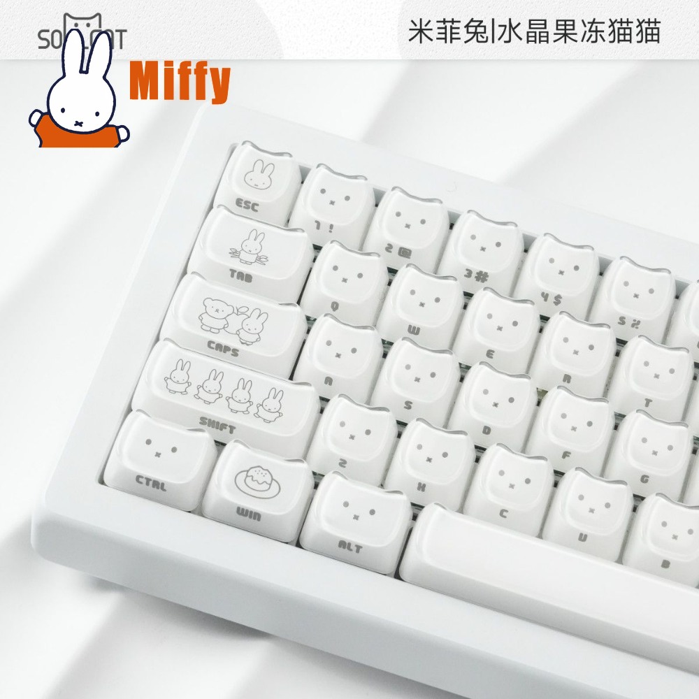 Kawaii Miffy Keycaps Cute Rabb - đánh giá và giá Gaming Keyboard He
