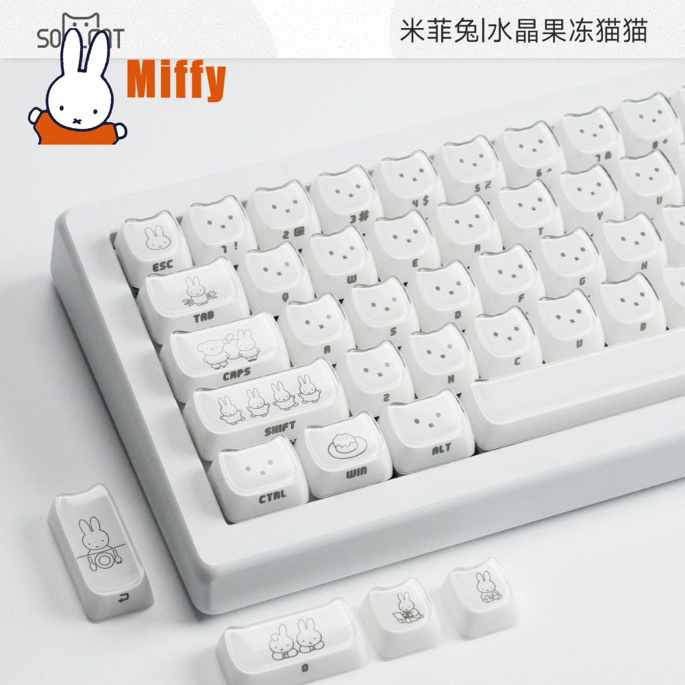 Kawaii Miffy Keycaps Cute Rabb - đánh giá và giá Gaming Keyboard He