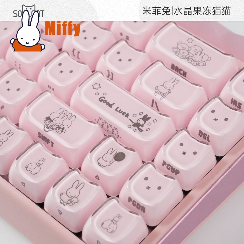 Kawaii Miffy Keycaps Cute Rabb - đánh giá và giá Gaming Keyboard He