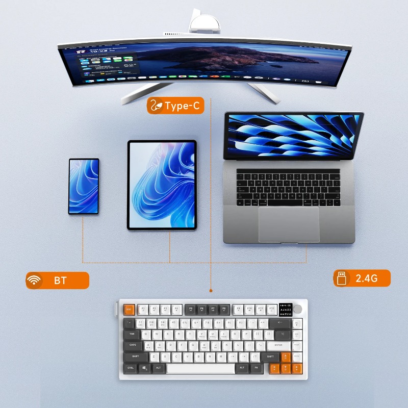 AJAZZ AF82 75% Tri-Mode Keyboa - đánh giá và giá Keyboard Gaming Mac