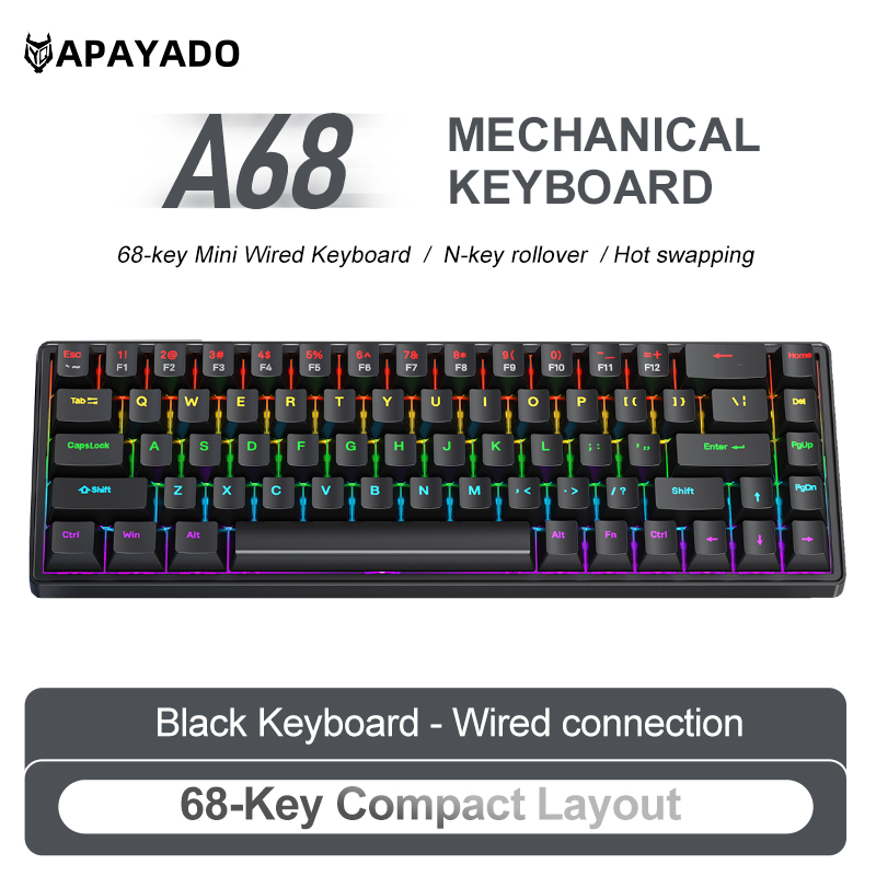 APAYADO A68 Wired Mechanical K - đánh giá và giá Gaming Keyboard Budget